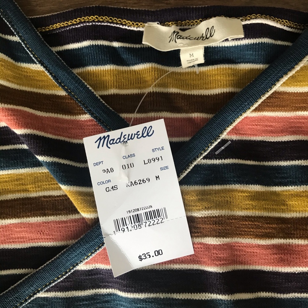 Madewell Striped Faux Wrap Tank Top NWT - Picture 5 of 8